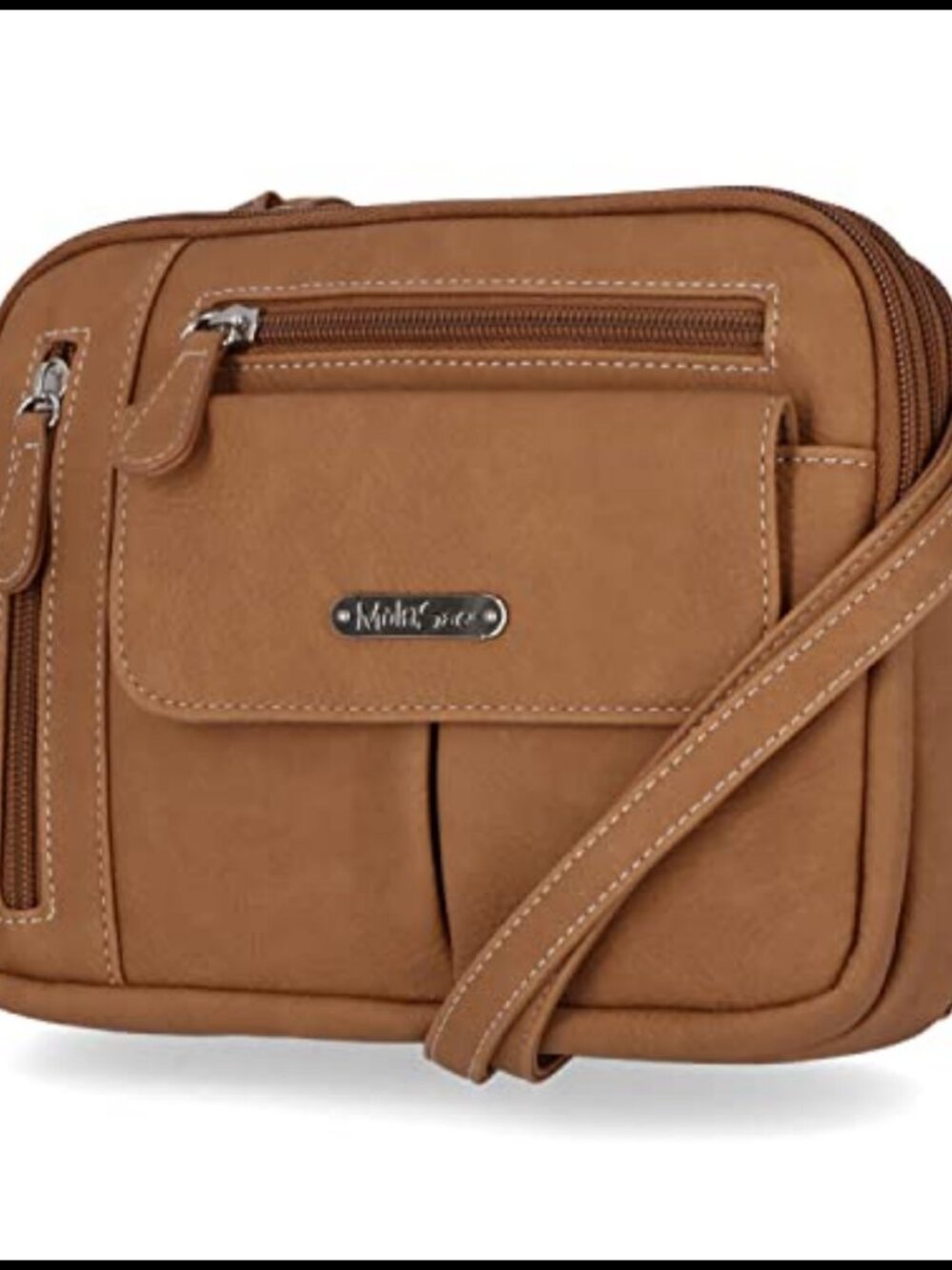 Vegan Leather Crossbody Bag Triple Compartment Travel Purse